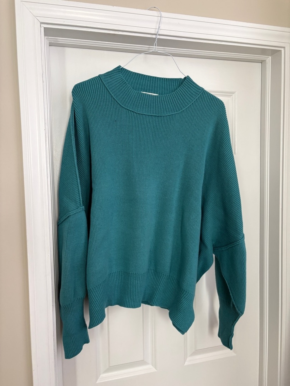 Zenana Oversized Tunic Crewneck Sweater Teal Women’s Large Easy Street Tunic
